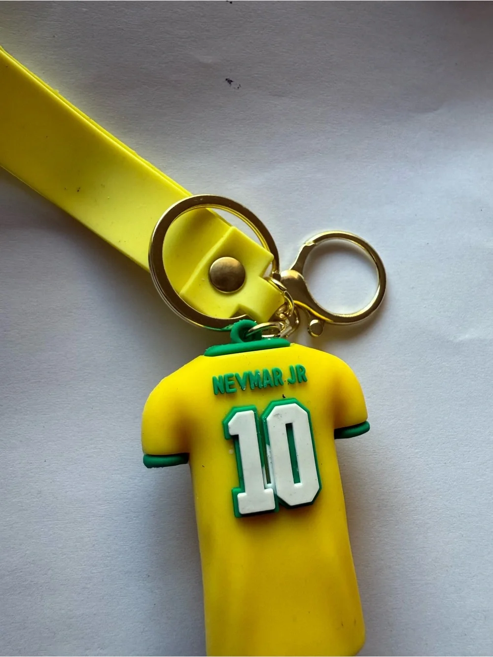 Neymar yellow Soccer Jersey Keychain with Number 10
